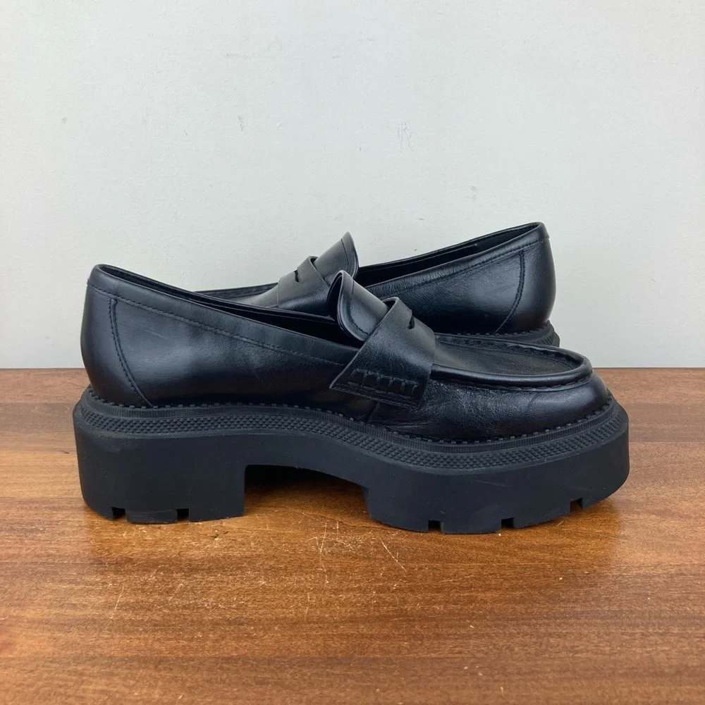 Zara Black Platform Penny Loafers